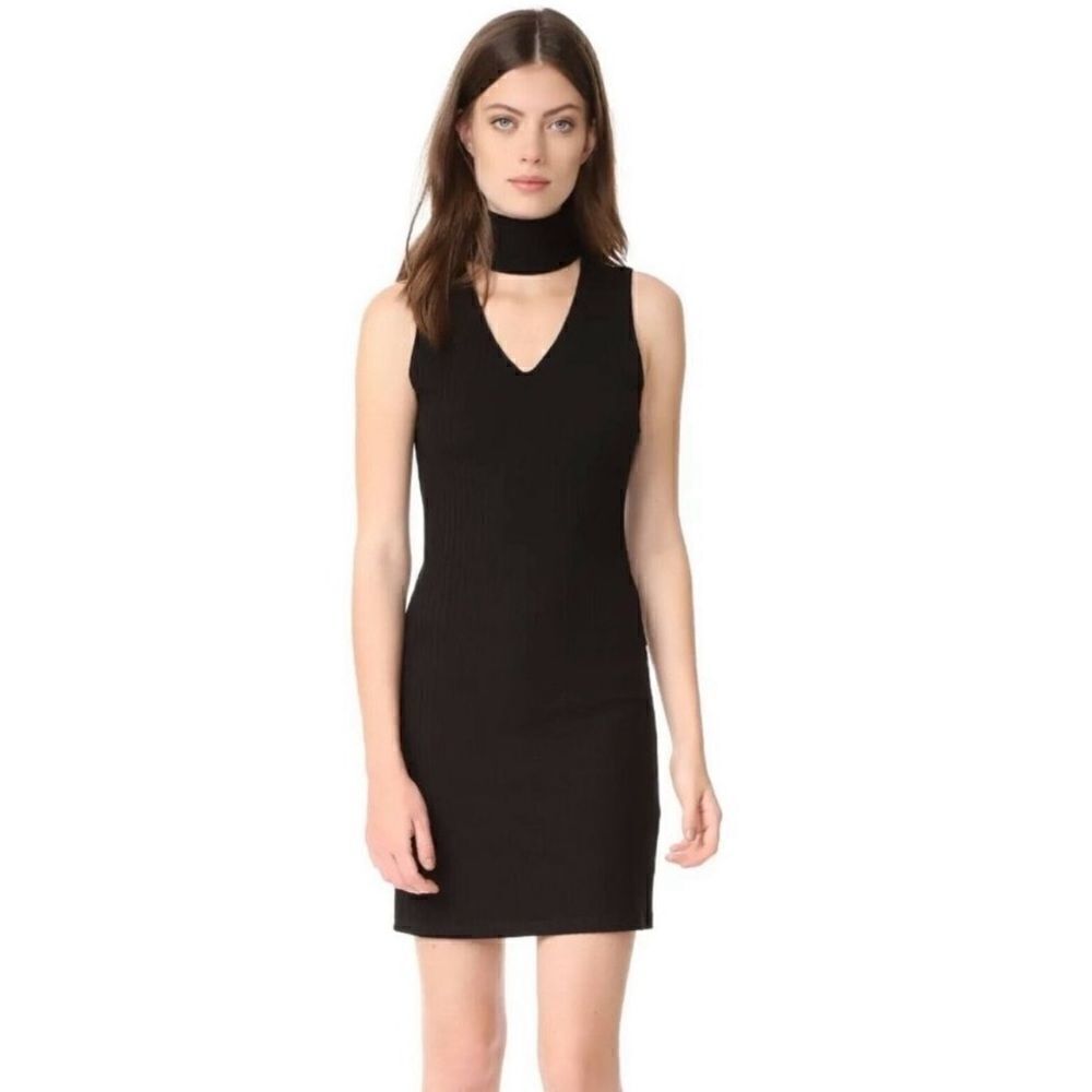 LNA Black Ribbed Choker Dress